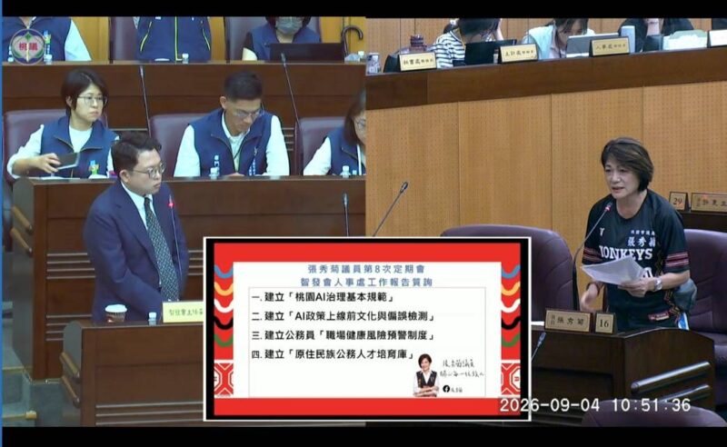 張秀菊議員第8次定期智發會人事處工作報告 建立「桃園AI治理基本規範」